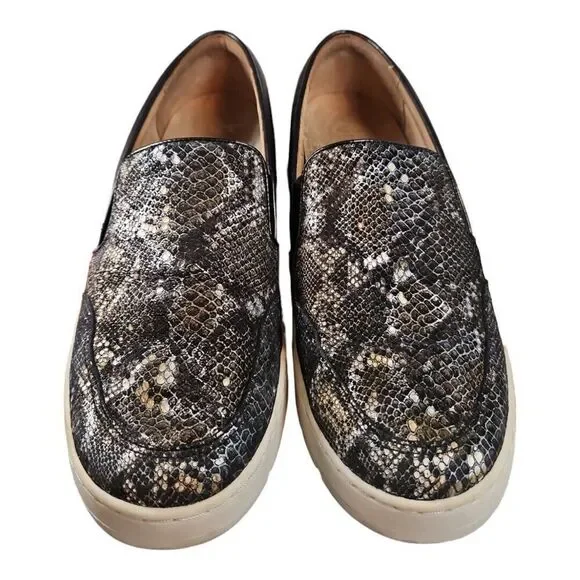 Vionic Dinora Boa Black Snake Print Leather Slip On Sneaker Size 8 - Picture 3 of 8